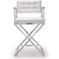 Director Performance Vegan Leather Stool with Silver Base - White / Counter Height - Image 3