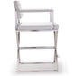 Director Performance Vegan Leather Stool with Silver Base - White / Counter Height - Image 4