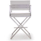 Director Performance Vegan Leather Stool with Silver Base - White / Counter Height - Image 5