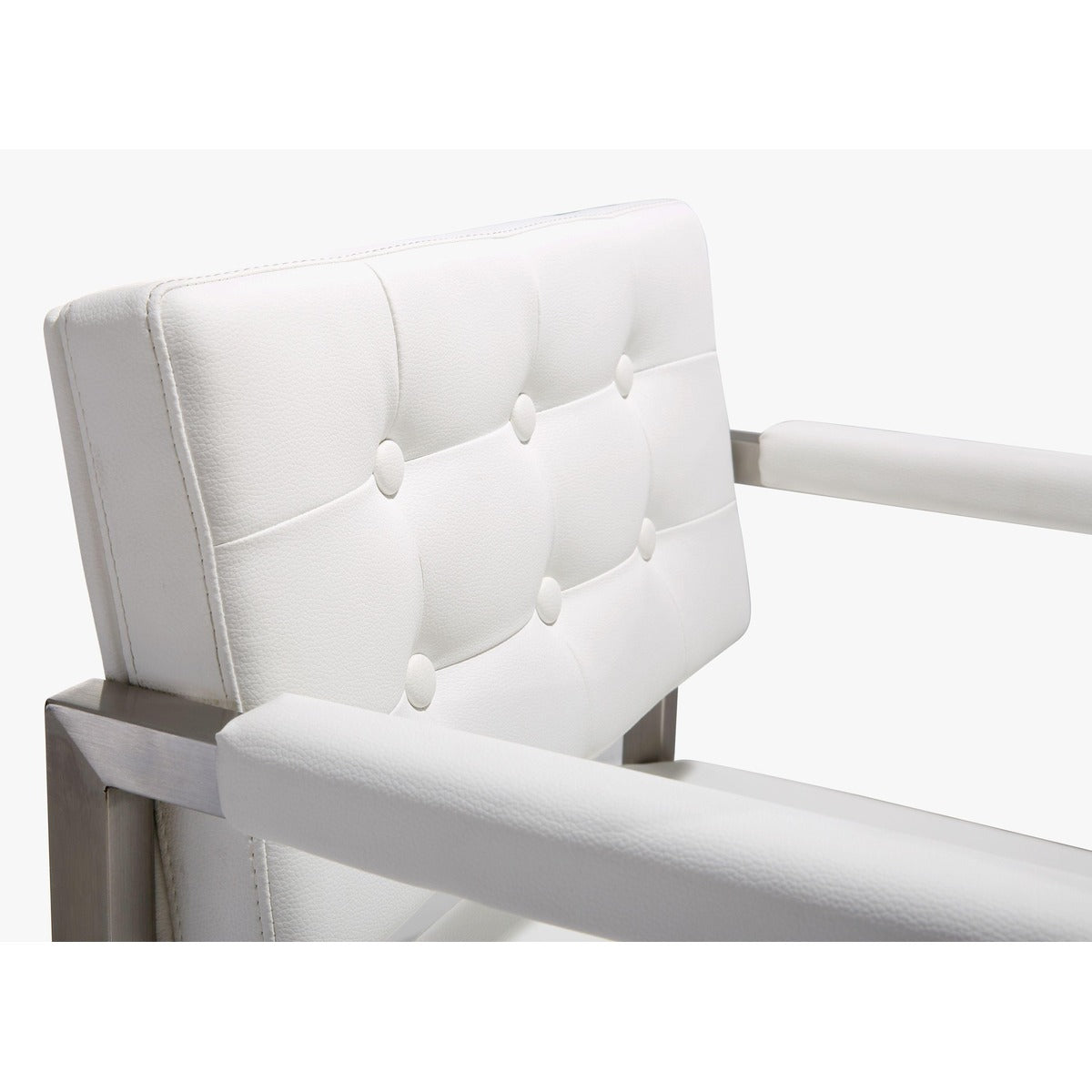 Director Performance Vegan Leather Stool with Silver Base - White / Counter Height - Image 6
