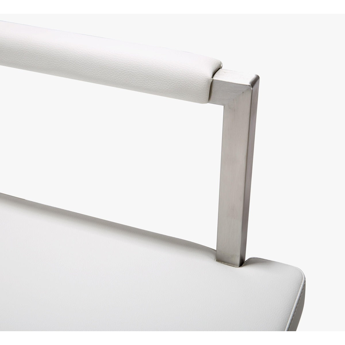 Director Performance Vegan Leather Stool with Silver Base - White / Counter Height - Image 7