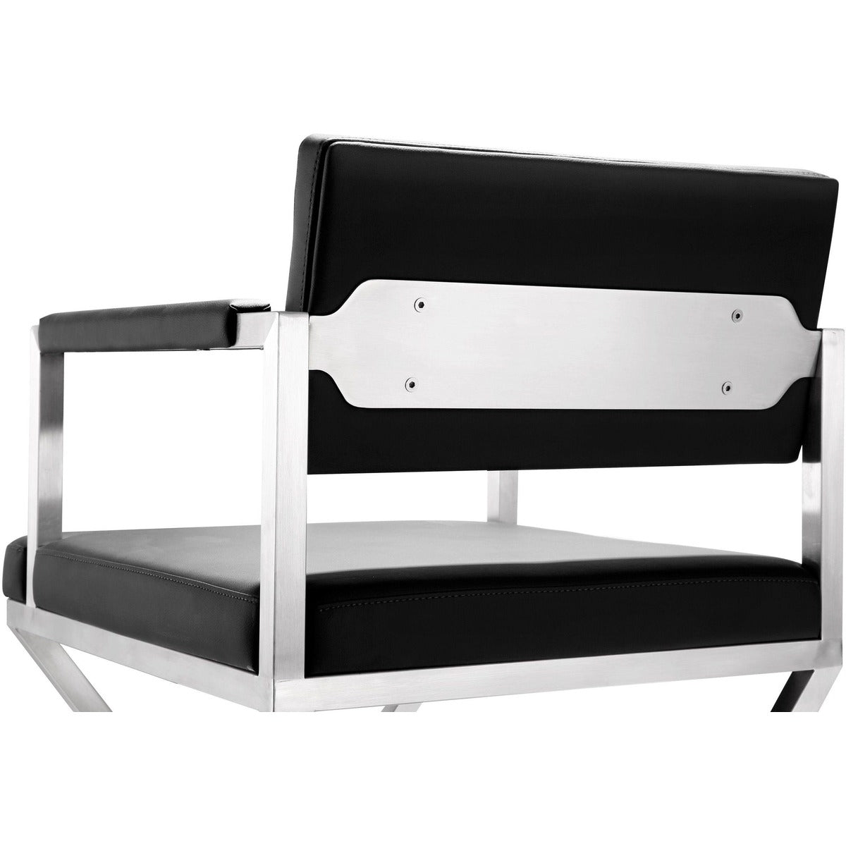 Director Performance Vegan Leather Stool with Silver Base - Black / Bar Height - Image 7
