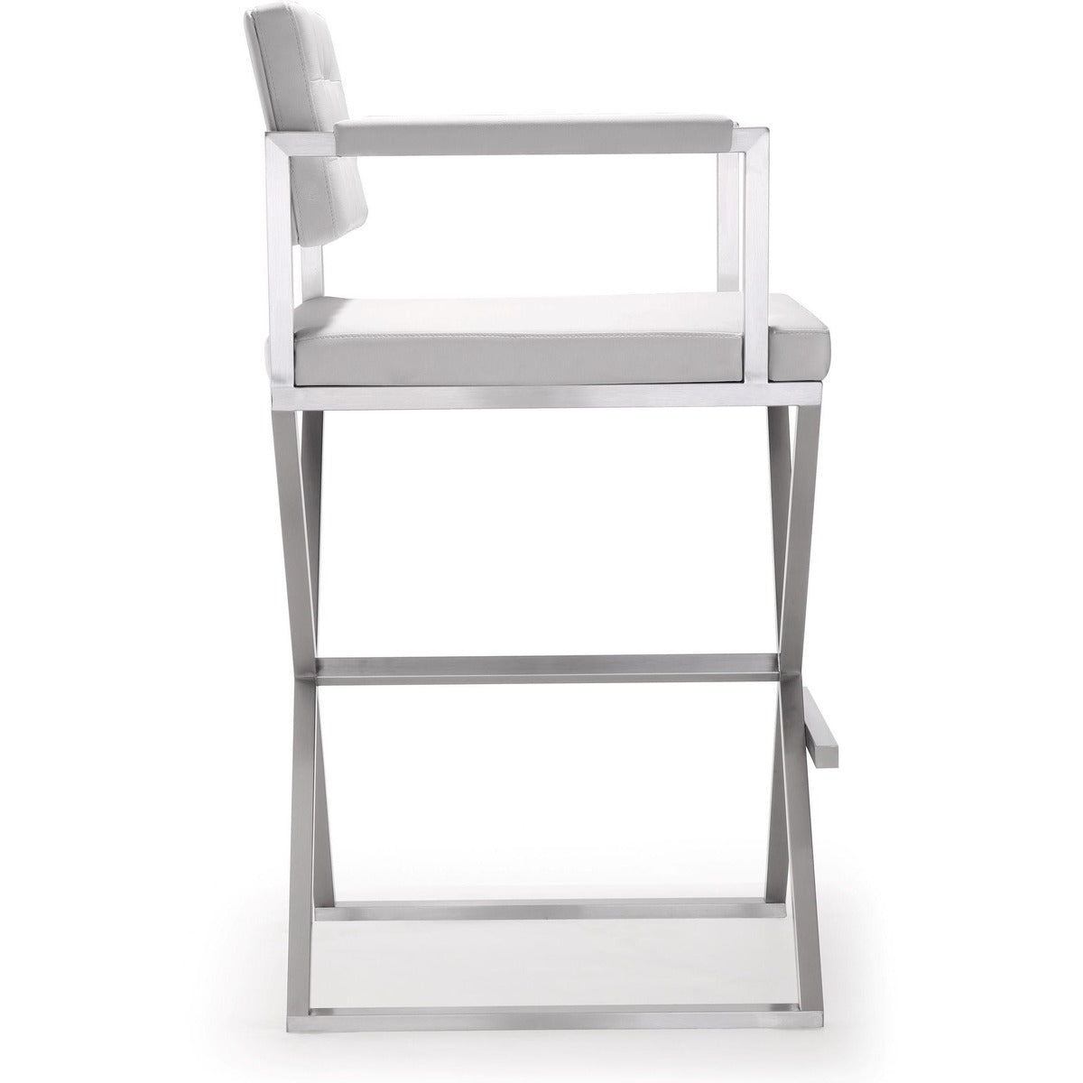 Director Performance Vegan Leather Stool with Silver Base