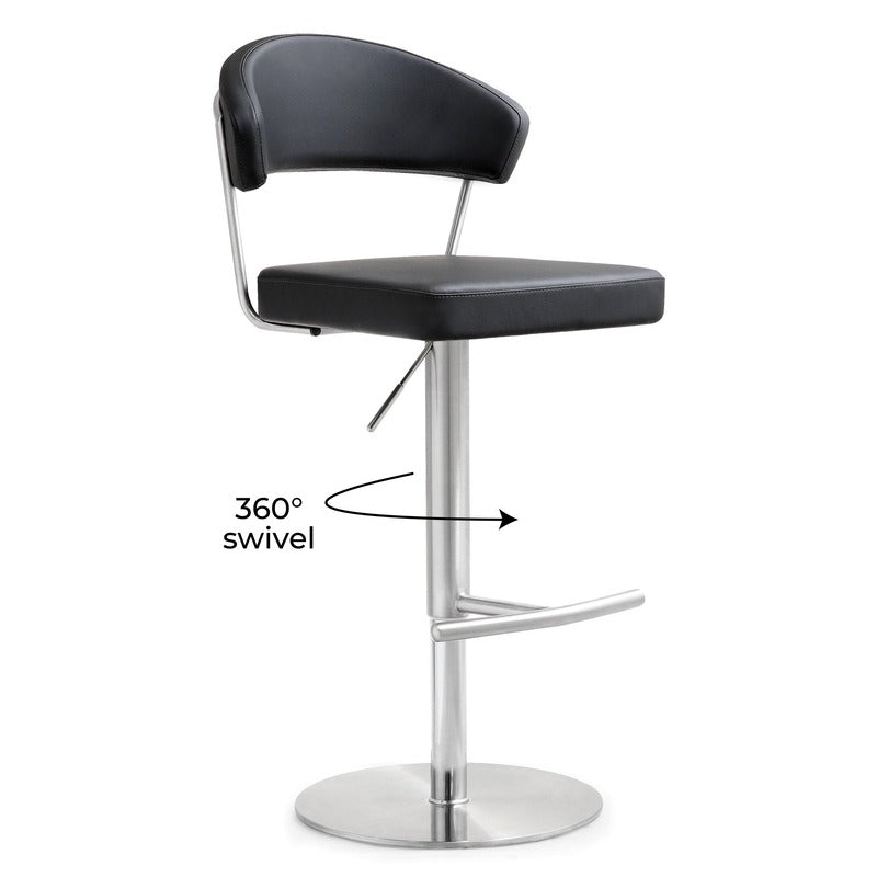 Cosmo Performance Vegan Leather Adjustable Stool - Black - Image 6