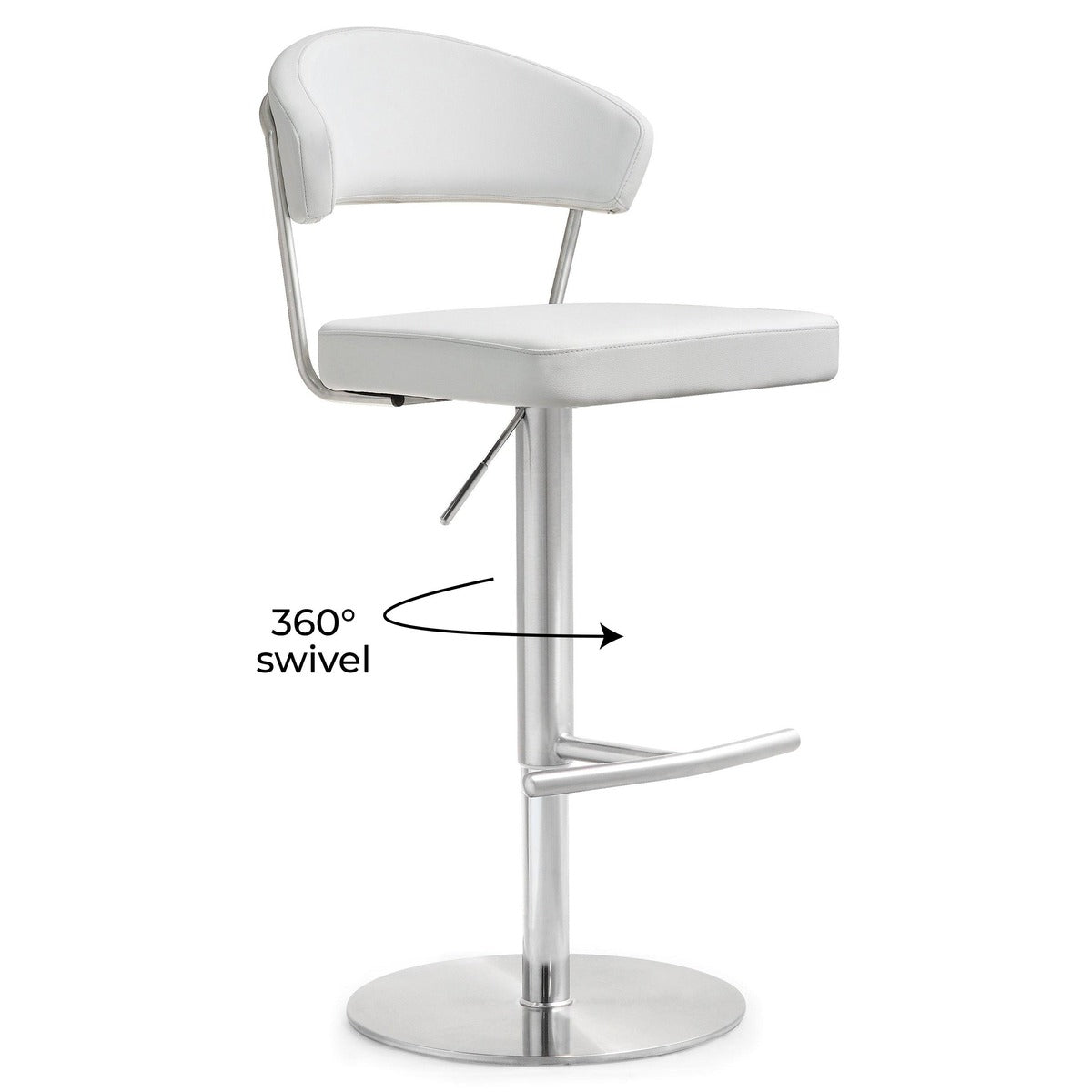Cosmo Performance Vegan Leather Adjustable Stool - White - Image 6