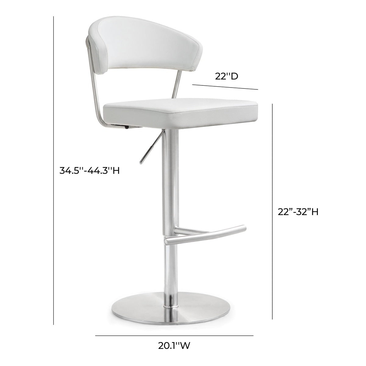 Cosmo Performance Vegan Leather Adjustable Stool - White - Image 7