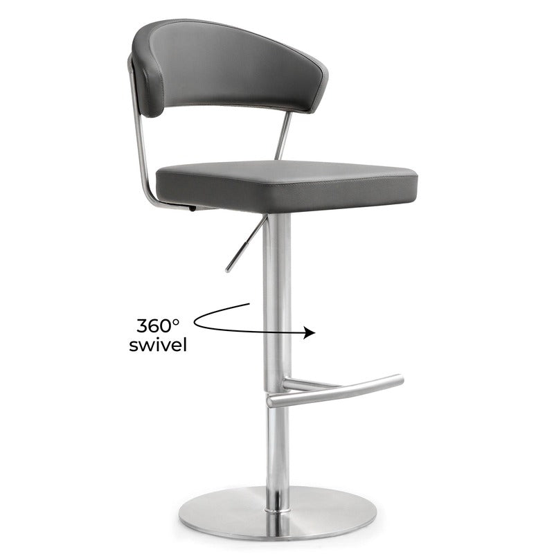 Cosmo Performance Vegan Leather Adjustable Stool - Grey - Image 6