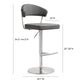 Cosmo Performance Vegan Leather Adjustable Stool - Grey - Image 7