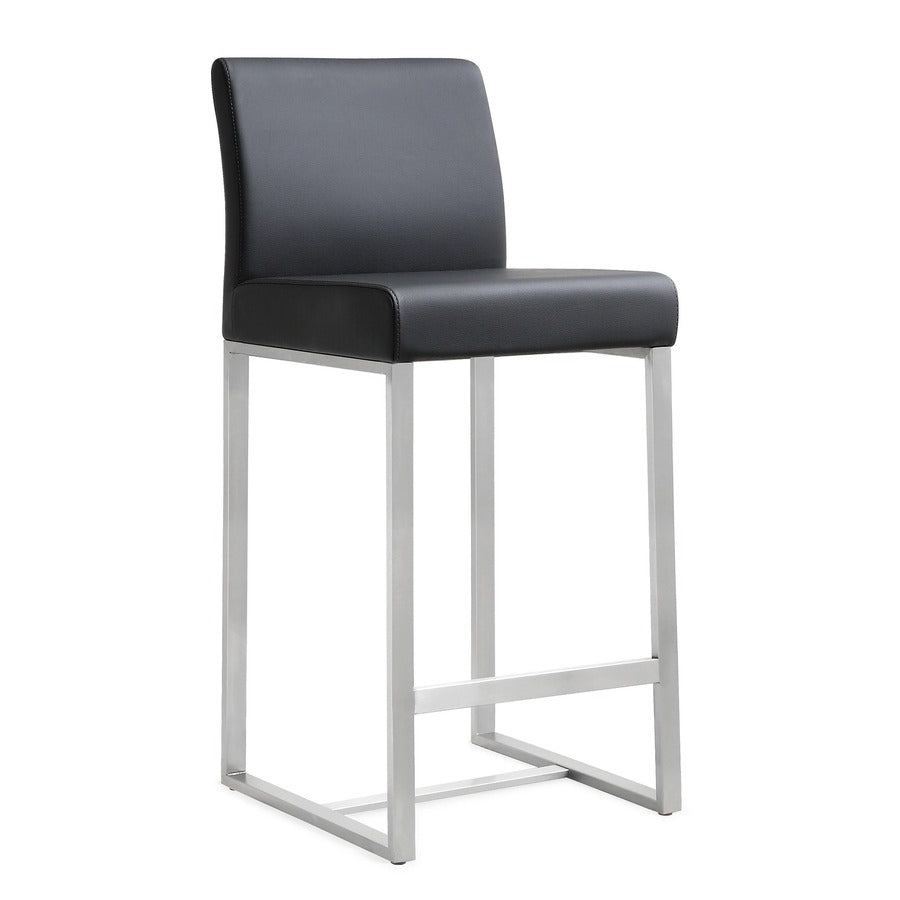 Denmark Performance Vegan Leather Stool with Silver Base - Set of 2