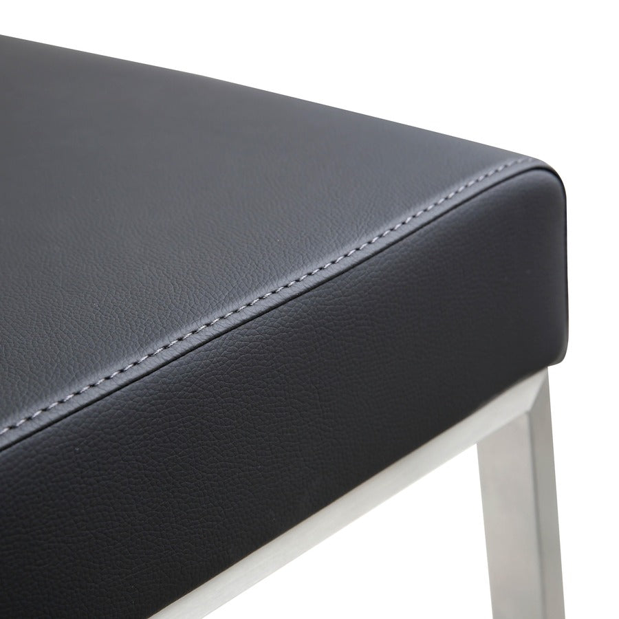 Denmark Performance Vegan Leather Stool with Silver Base - Set of 2 - Black / Counter Height - Image 8