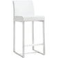 Denmark Performance Vegan Leather Stool with Silver Base - Set of 2 - White / Counter Height - Image 3