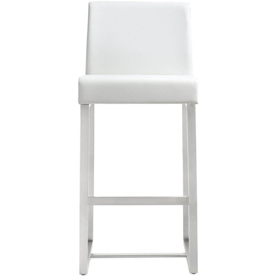 Denmark Performance Vegan Leather Stool with Silver Base - Set of 2 - White / Counter Height - Image 5