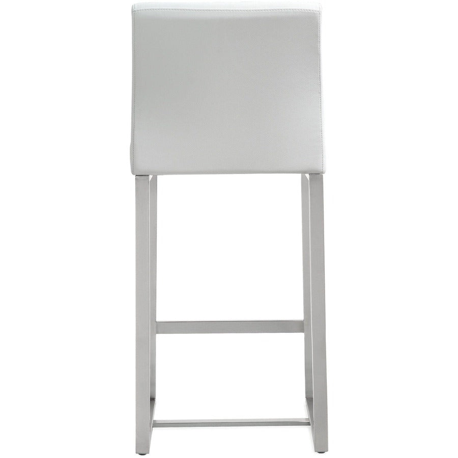 Denmark Performance Vegan Leather Stool with Silver Base - Set of 2 - White / Counter Height - Image 6