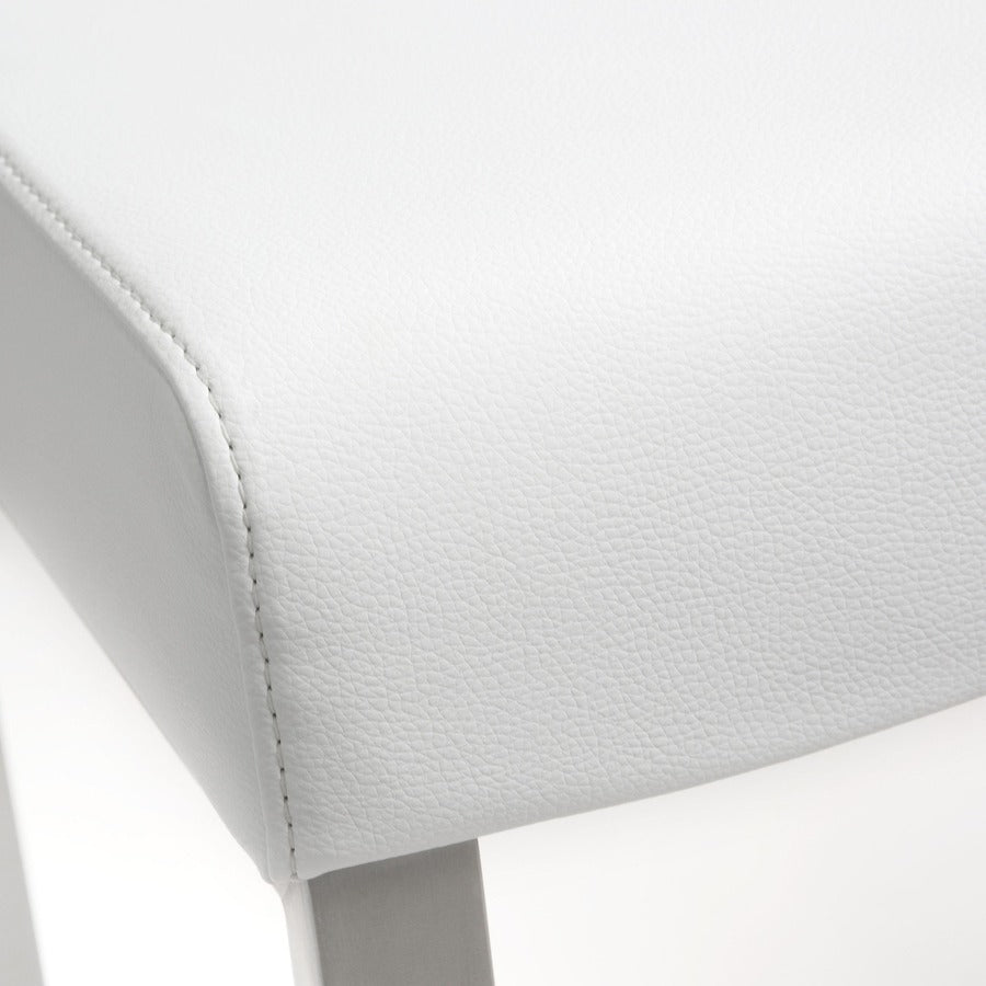 Denmark Performance Vegan Leather Stool with Silver Base - Set of 2 - White / Counter Height - Image 7
