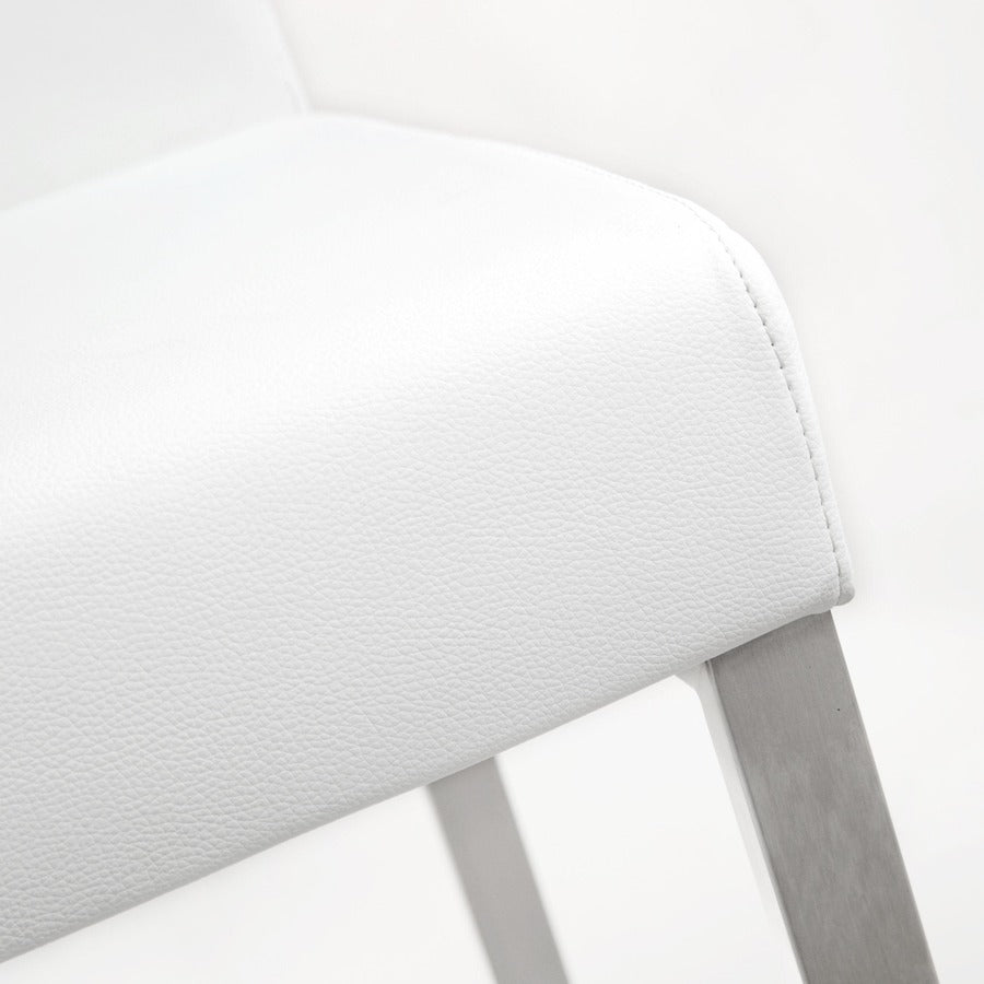Denmark Performance Vegan Leather Stool with Silver Base - Set of 2 - White / Counter Height - Image 8