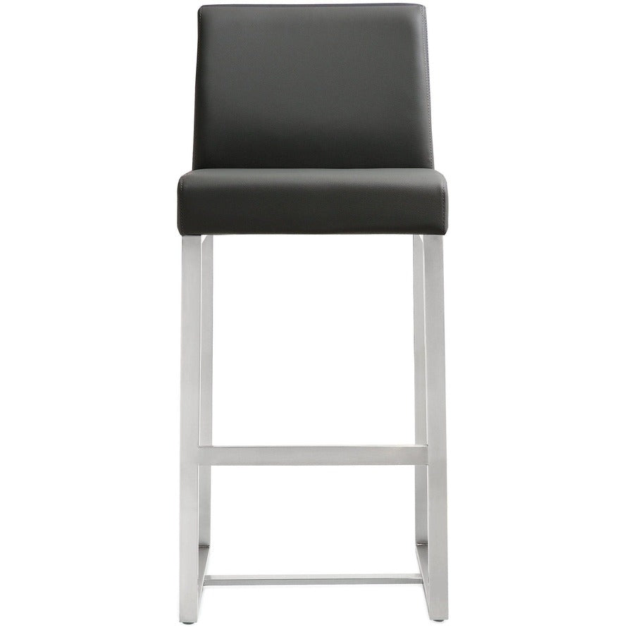 Denmark Performance Vegan Leather Stool with Silver Base - Set of 2 - Grey / Counter Height - Image 5