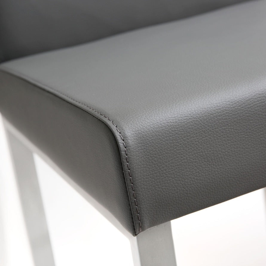 Denmark Performance Vegan Leather Stool with Silver Base - Set of 2 - Grey / Counter Height - Image 7