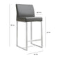 Denmark Performance Vegan Leather Stool with Silver Base - Set of 2 - Grey / Counter Height - Image 9