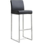 Denmark Performance Vegan Leather Stool with Silver Base - Set of 2 - Black / Bar Height - Image 3