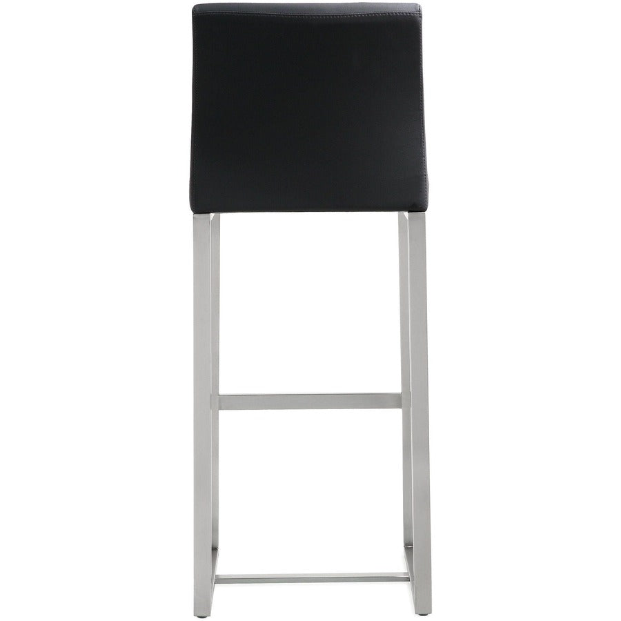 Denmark Performance Vegan Leather Stool with Silver Base - Set of 2 - Black / Bar Height - Image 6