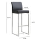 Denmark Performance Vegan Leather Stool with Silver Base - Set of 2 - Black / Bar Height - Image 9