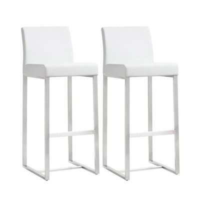 Denmark Performance Vegan Leather Stool with Silver Base - Set of 2 - Image 1