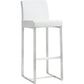 Denmark Performance Vegan Leather Stool with Silver Base - Set of 2 - White / Bar Height - Image 3