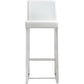 Denmark Performance Vegan Leather Stool with Silver Base - Set of 2 - White / Bar Height - Image 5