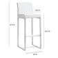 Denmark Performance Vegan Leather Stool with Silver Base - Set of 2 - White / Bar Height - Image 9