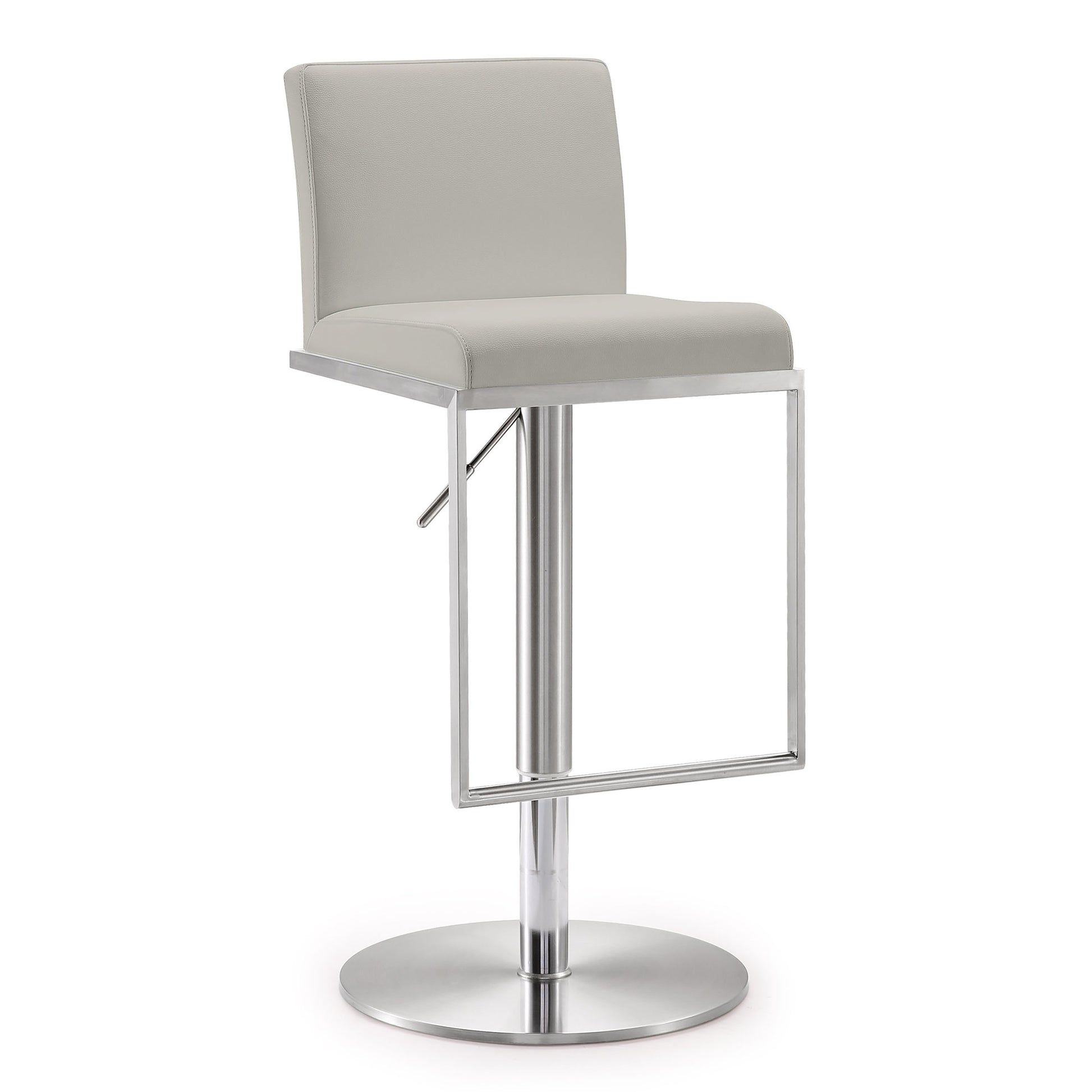 Amalfi Performance Vegan Leather Adjustable Stool - Light Grey - Image 1