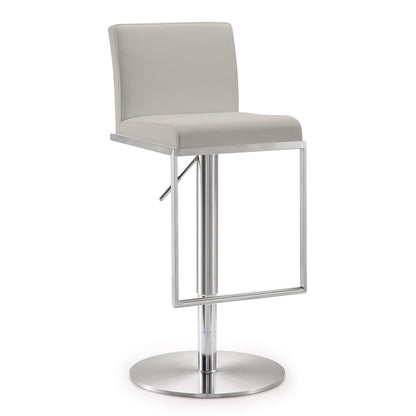 Amalfi Performance Vegan Leather Adjustable Stool - Light Grey - Image 1