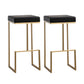 Ferrara Black Performance Vegan Leather and Gold Steel Barstool - Set of 2
