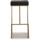 Ferrara Black Performance Vegan Leather and Gold Steel Barstool - Set of 2