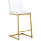 Parma Performance Vegan Leather and Gold Stainless Steel Counter Stool - Set of 2 - White - Image 3