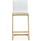 Parma Performance Vegan Leather and Gold Stainless Steel Counter Stool - Set of 2 - White - Image 4