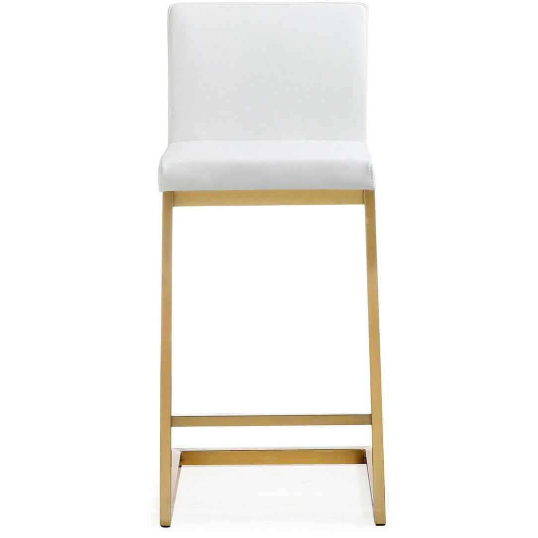 Parma Performance Vegan Leather and Gold Stainless Steel Counter Stool - Set of 2 - White - Image 4