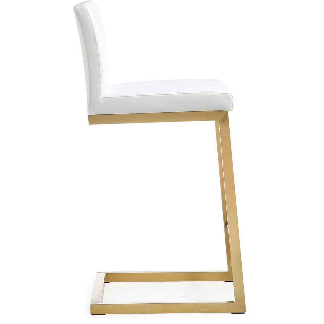 Parma Performance Vegan Leather and Gold Stainless Steel Counter Stool - Set of 2 - White - Image 5