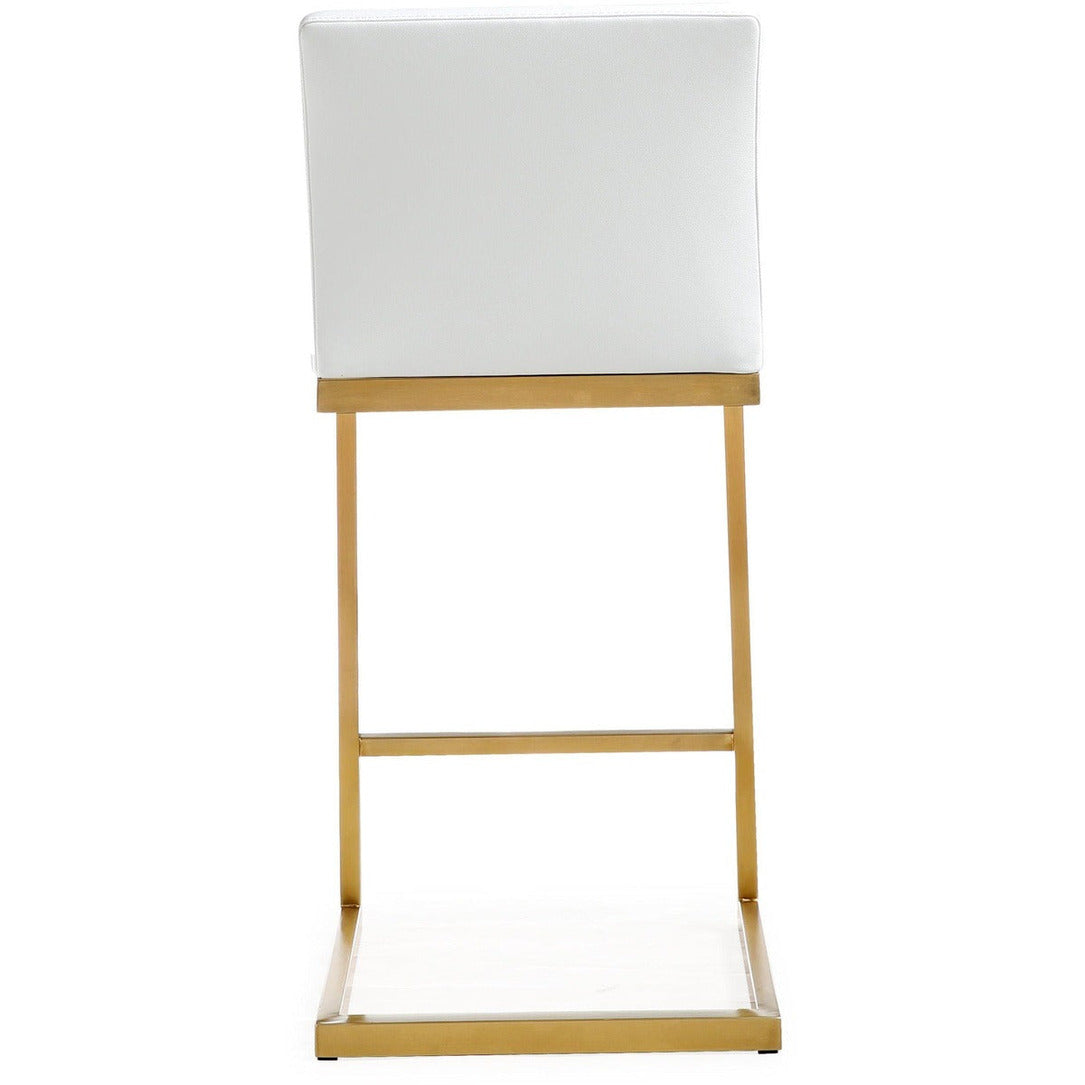 Parma Performance Vegan Leather and Gold Stainless Steel Counter Stool - Set of 2 - White - Image 6