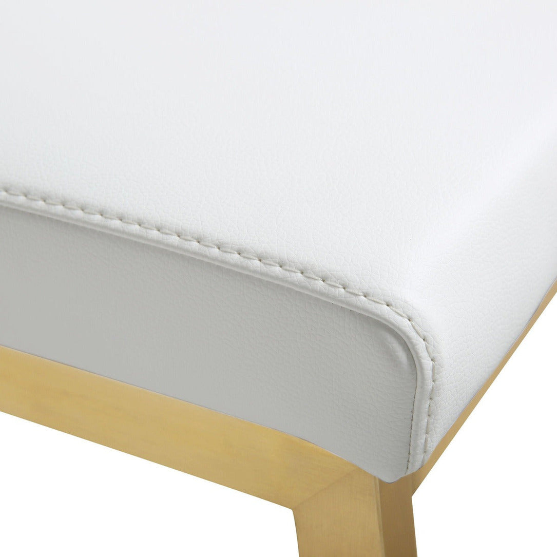 Parma Performance Vegan Leather and Gold Stainless Steel Counter Stool - Set of 2 - White - Image 7