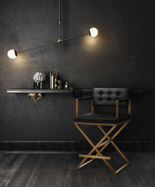 Director Performance Vegan Leather Stool with Gold Base - Image 2