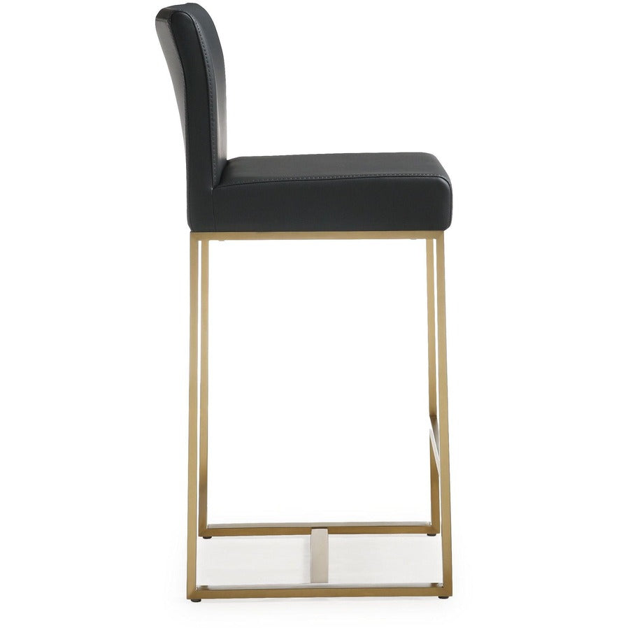 Denmark Performance Vegan Leather Stool with Gold Base - Set of 2 - Black / Counter Height - Image 4