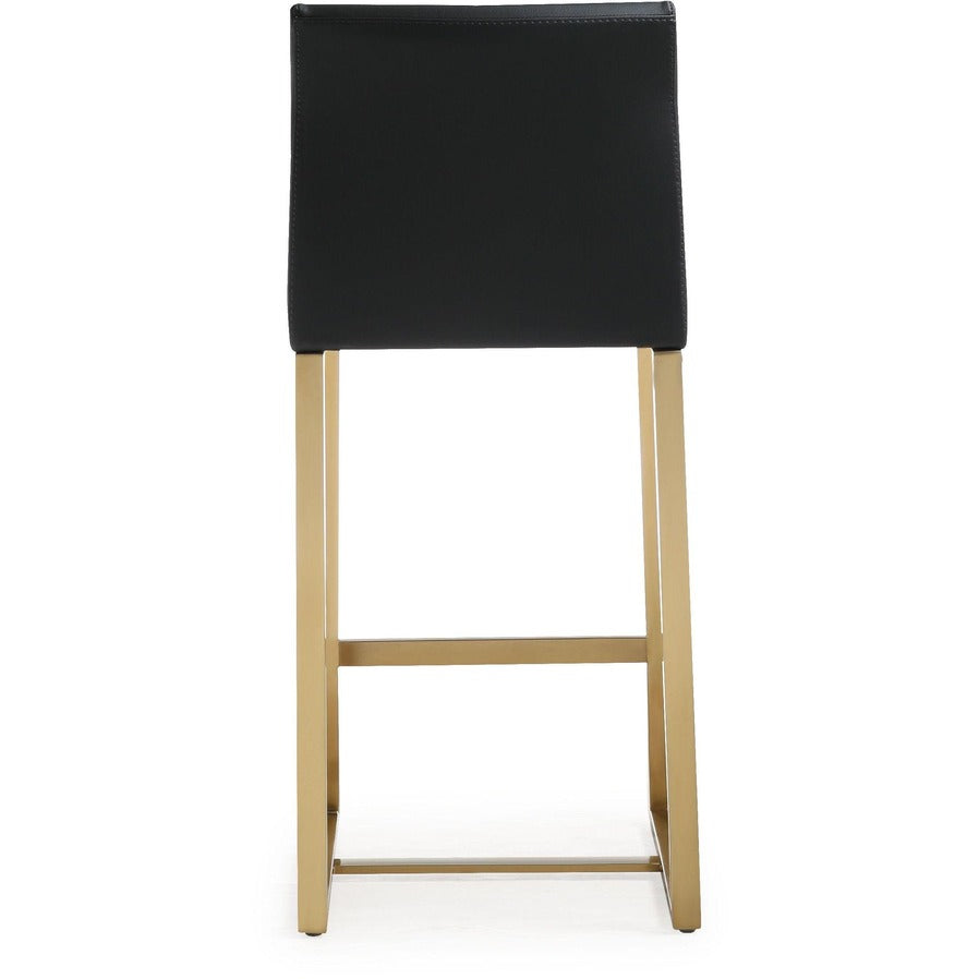 Denmark Performance Vegan Leather Stool with Gold Base - Set of 2 - Black / Counter Height - Image 5