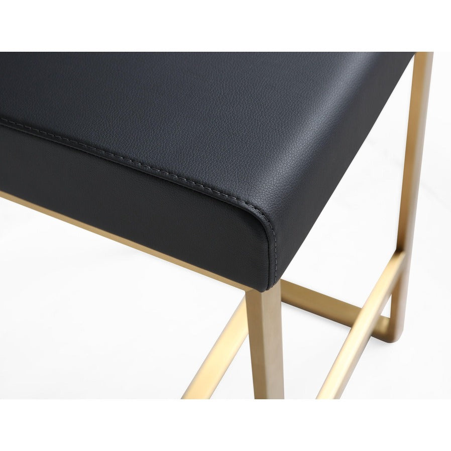 Denmark Performance Vegan Leather Stool with Gold Base - Set of 2 - Black / Counter Height - Image 8