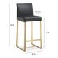 Denmark Performance Vegan Leather Stool with Gold Base - Set of 2 - Black / Counter Height - Image 9