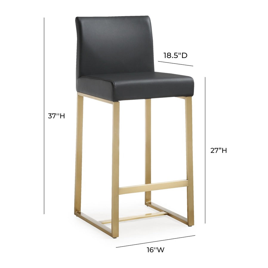Denmark Performance Vegan Leather Stool with Gold Base - Set of 2 - Black / Counter Height - Image 9
