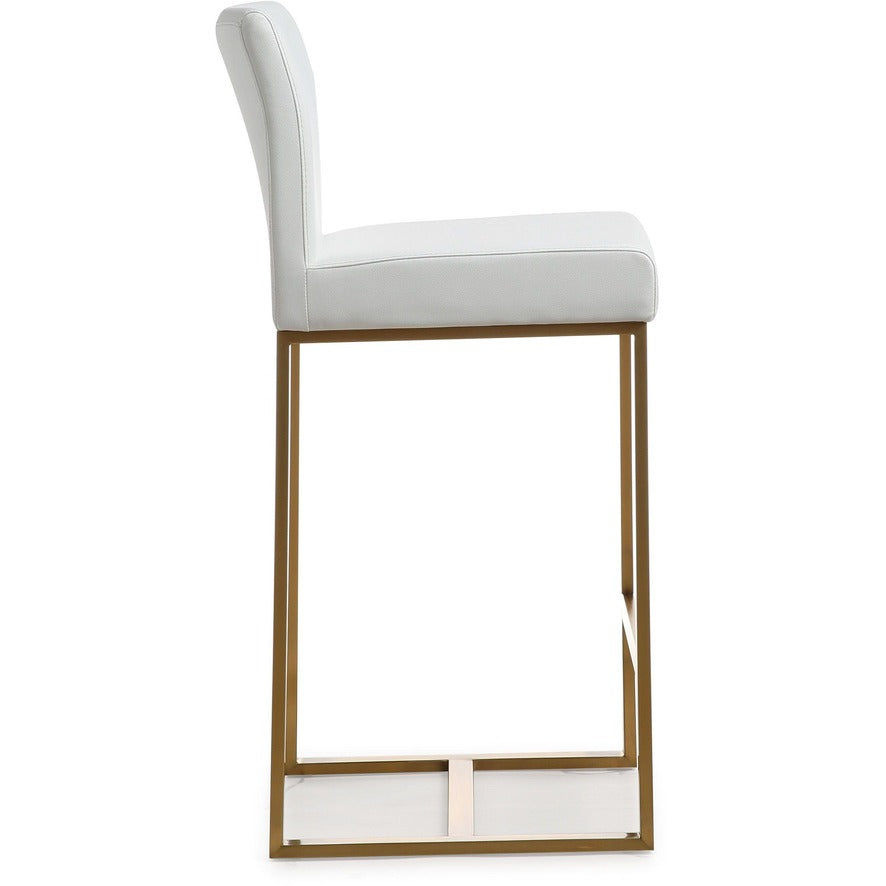 Denmark Performance Vegan Leather Stool with Gold Base - Set of 2 - White / Counter Height - Image 5