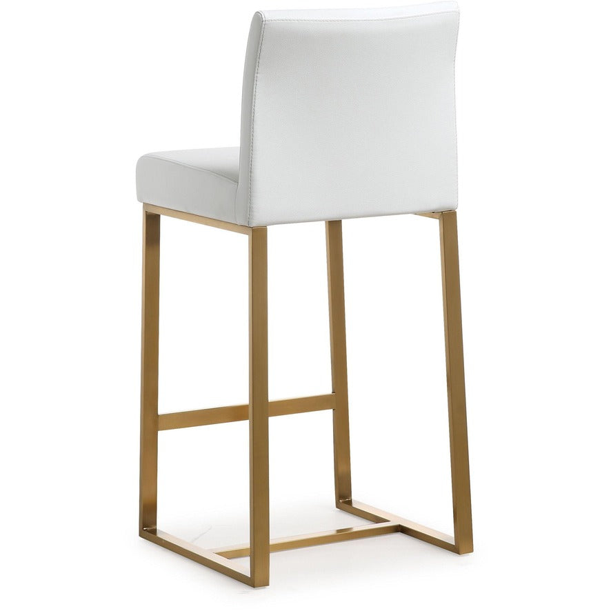Denmark Performance Vegan Leather Stool with Gold Base - Set of 2 - White / Counter Height - Image 6