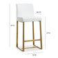 Denmark Performance Vegan Leather Stool with Gold Base - Set of 2 - White / Counter Height - Image 10