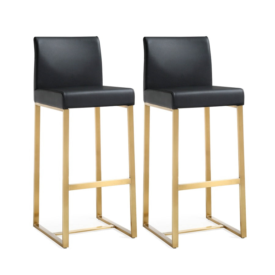 Denmark Performance Vegan Leather Stool with Gold Base - Set of 2