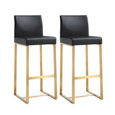 Denmark Performance Vegan Leather Stool with Gold Base - Set of 2